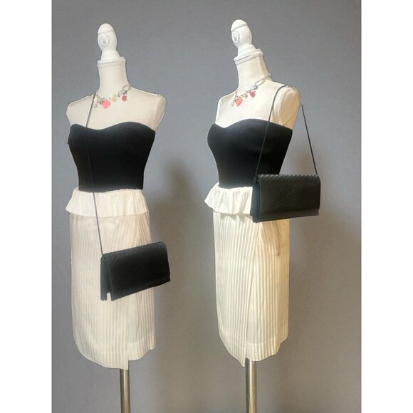 VTG La Regale Evening Bag Black Satin Flap Tassel Handbag Formal Cocktail Clutch - Picture 3 of 8